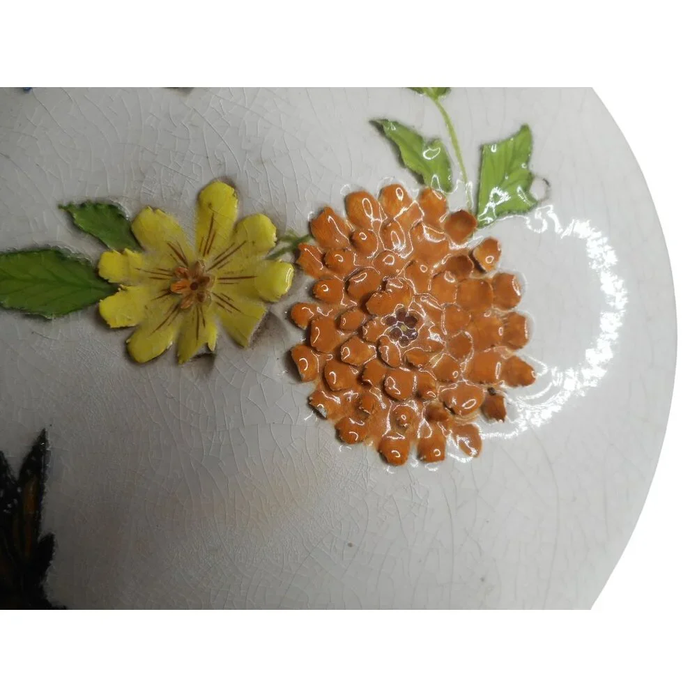 Vintage MCM Large Floral Butterfly Ceramic Mushroom Figure 8" tall Estate Find - Picture 6 of 9